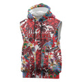 Dolphins Sleeveless Hoodie Tropical Hibiscus Floral Pattern With Red And White Accents