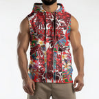 Dolphins Sleeveless Hoodie Tropical Hibiscus Floral Pattern With Red And White Accents