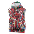 Dolphins Sleeveless Zip Hoodie Tropical Hibiscus Floral Pattern With Red And White Accents