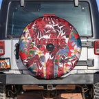 Dolphins Spare Tire Cover Tropical Hibiscus Floral Pattern With Red And White Accents