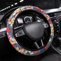 Dolphins Steering Wheel Cover Tropical Hibiscus Floral Pattern With Red And White Accents