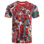 Dolphins T Shirt Tropical Hibiscus Floral Pattern With Red And White Accents