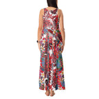 Dolphins Tank Maxi Dress Tropical Hibiscus Floral Pattern With Red And White Accents