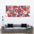 Dolphins Tapestry Tropical Hibiscus Floral Pattern With Red And White Accents