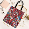 Dolphins Tote Bag Tropical Hibiscus Floral Pattern With Red And White Accents