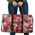 Dolphins Travel Bag Tropical Hibiscus Floral Pattern With Red And White Accents