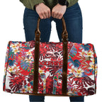 Dolphins Travel Bag Tropical Hibiscus Floral Pattern With Red And White Accents