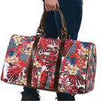 Dolphins Travel Bag Tropical Hibiscus Floral Pattern With Red And White Accents