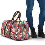 Dolphins Travel Bag Tropical Hibiscus Floral Pattern With Red And White Accents
