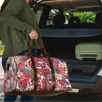 Dolphins Travel Bag Tropical Hibiscus Floral Pattern With Red And White Accents