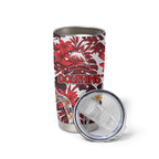 Dolphins Tumbler Cup Tropical Hibiscus Floral Pattern With Red And White Accents