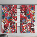 Dolphins Window Curtain Tropical Hibiscus Floral Pattern With Red And White Accents