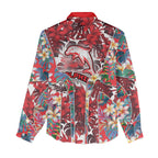 Dolphins Women Casual Shirt Tropical Hibiscus Floral Pattern With Red And White Accents