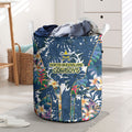 North Queensland Cowboys Laundry Basket Tropical Hibiscus Floral Pattern With Blue And Yellow Accents