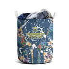North Queensland Cowboys Laundry Basket Tropical Hibiscus Floral Pattern With Blue And Yellow Accents
