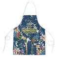North Queensland Cowboys Apron Tropical Hibiscus Floral Pattern With Blue And Yellow Accents