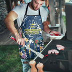 North Queensland Cowboys Apron Tropical Hibiscus Floral Pattern With Blue And Yellow Accents
