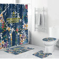 North Queensland Cowboys Bathroom Set Tropical Hibiscus Floral Pattern With Blue And Yellow Accents