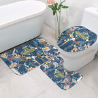 North Queensland Cowboys Bathroom Set Tropical Hibiscus Floral Pattern With Blue And Yellow Accents