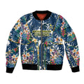 North Queensland Cowboys Bomber Jacket Tropical Hibiscus Floral Pattern With Blue And Yellow Accents