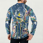 North Queensland Cowboys Button Sweatshirt Tropical Hibiscus Floral Pattern With Blue And Yellow Accents