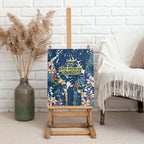 North Queensland Cowboys Canvas Wall Art Tropical Hibiscus Floral Pattern With Blue And Yellow Accents