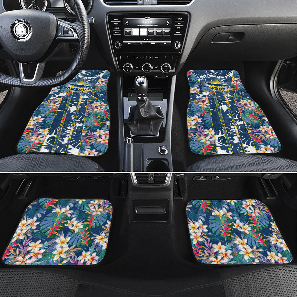 North Queensland Cowboys Car Mats Tropical Hibiscus Floral Pattern With Blue And Yellow Accents
