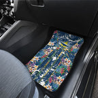 North Queensland Cowboys Car Mats Tropical Hibiscus Floral Pattern With Blue And Yellow Accents