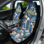 North Queensland Cowboys Car Seat Cover Tropical Hibiscus Floral Pattern With Blue And Yellow Accents