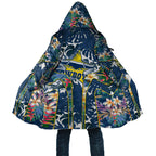 North Queensland Cowboys Cloak Tropical Hibiscus Floral Pattern With Blue And Yellow Accents