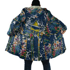 North Queensland Cowboys Cloak Tropical Hibiscus Floral Pattern With Blue And Yellow Accents