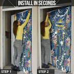 North Queensland Cowboys Door Cover Tropical Hibiscus Floral Pattern With Blue And Yellow Accents