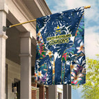 North Queensland Cowboys Garden Flag Tropical Hibiscus Floral Pattern With Blue And Yellow Accents