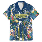 North Queensland Cowboys Hawaiian Shirt Tropical Hibiscus Floral Pattern With Blue And Yellow Accents