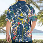 North Queensland Cowboys Hawaiian Shirt Tropical Hibiscus Floral Pattern With Blue And Yellow Accents