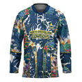 North Queensland Cowboys Hockey Jersey Tropical Hibiscus Floral Pattern With Blue And Yellow Accents