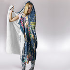 North Queensland Cowboys Hooded Blanket Tropical Hibiscus Floral Pattern With Blue And Yellow Accents