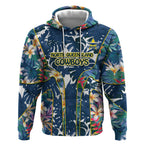 North Queensland Cowboys Hoodie Tropical Hibiscus Floral Pattern With Blue And Yellow Accents