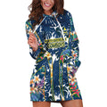North Queensland Cowboys Hoodie Dress Tropical Hibiscus Floral Pattern With Blue And Yellow Accents