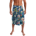 North Queensland Cowboys Lavalava Tropical Hibiscus Floral Pattern With Blue And Yellow Accents