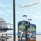 North Queensland Cowboys Luggage Cover Tropical Hibiscus Floral Pattern With Blue And Yellow Accents