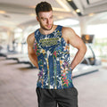 North Queensland Cowboys Men Tank Top Tropical Hibiscus Floral Pattern With Blue And Yellow Accents