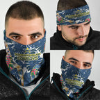 North Queensland Cowboys Neck Gaiter Tropical Hibiscus Floral Pattern With Blue And Yellow Accents