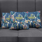 North Queensland Cowboys Pillow Cover Tropical Hibiscus Floral Pattern With Blue And Yellow Accents