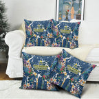 North Queensland Cowboys Pillow Cover Tropical Hibiscus Floral Pattern With Blue And Yellow Accents