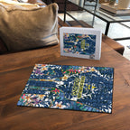 North Queensland Cowboys Puzzle Tropical Hibiscus Floral Pattern With Blue And Yellow Accents
