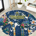 North Queensland Cowboys Round Carpet Tropical Hibiscus Floral Pattern With Blue And Yellow Accents