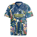 North Queensland Cowboys Rugby Jersey Tropical Hibiscus Floral Pattern With Blue And Yellow Accents
