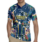 North Queensland Cowboys Rugby Jersey Tropical Hibiscus Floral Pattern With Blue And Yellow Accents