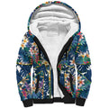 North Queensland Cowboys Sherpa Hoodie Tropical Hibiscus Floral Pattern With Blue And Yellow Accents